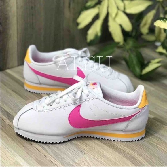 Nike Classic Cortez Leather White Laser Fuchsia W - Picture 3 of 8